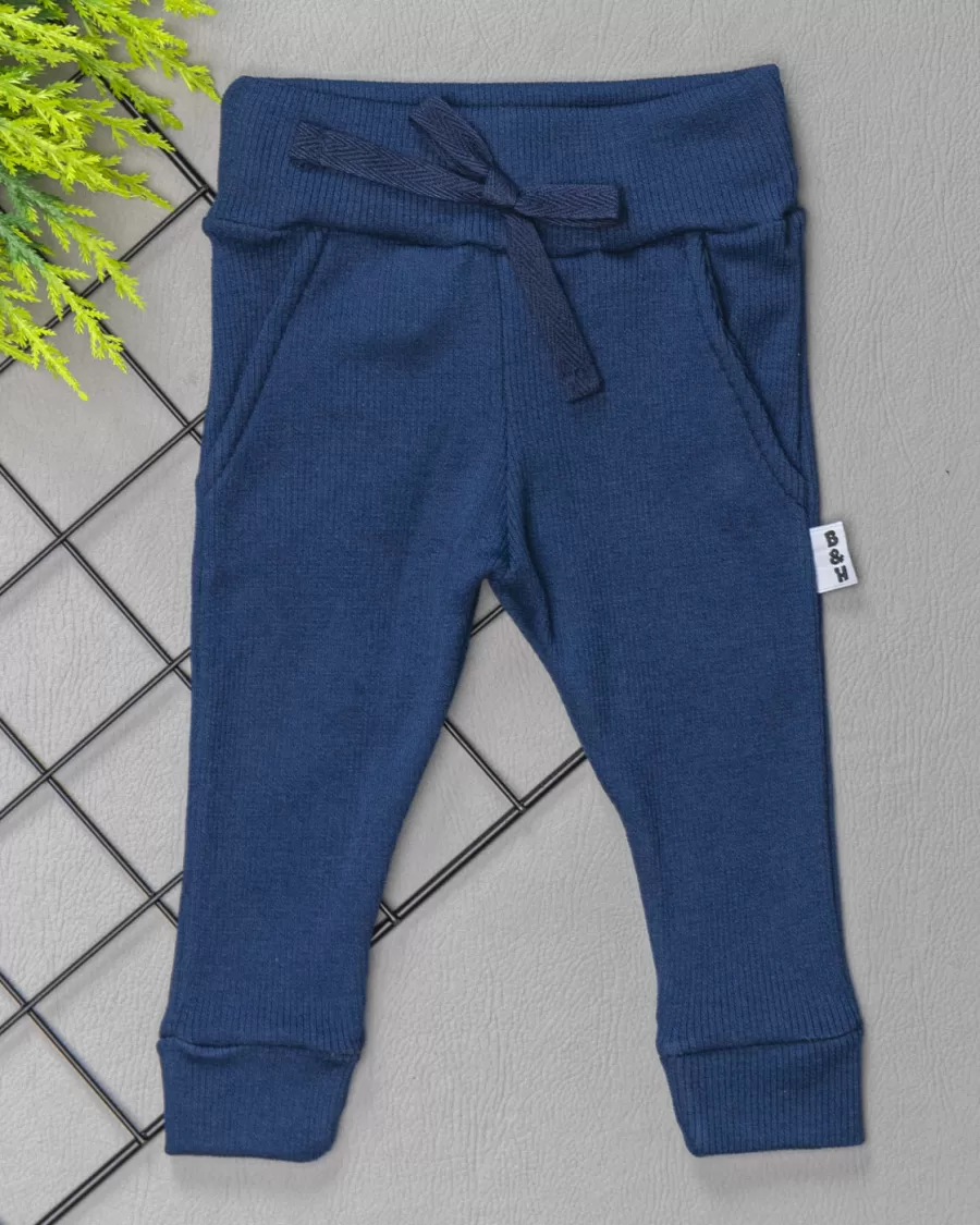 Calça para Bebê de Ribana Canelada Azul Marinho