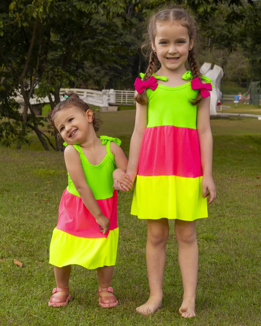 Vestido Infantil de Alça Canelado 3 Cores - Image 2